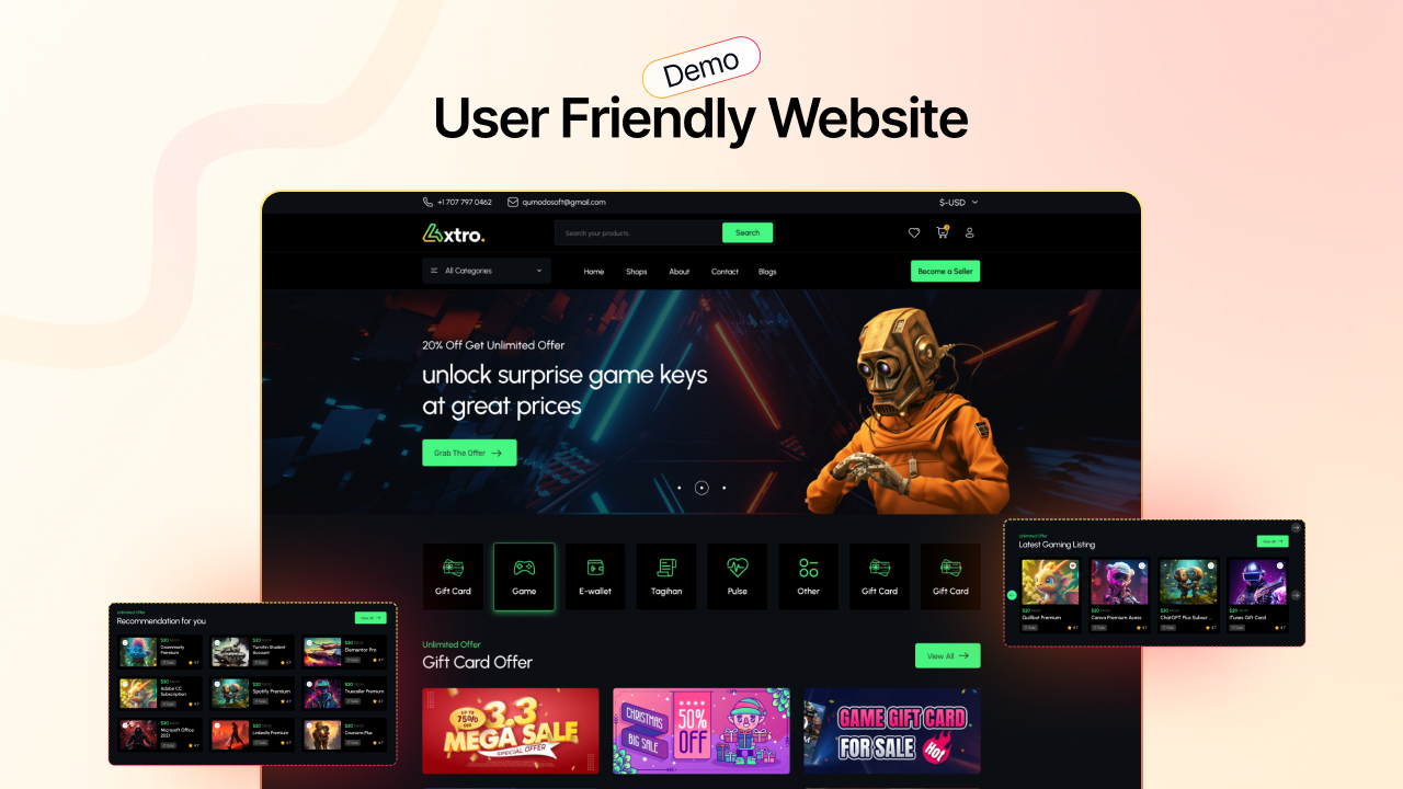 Axtro – Games Buy and Sell, Subscription & Gift Card Laravel Script